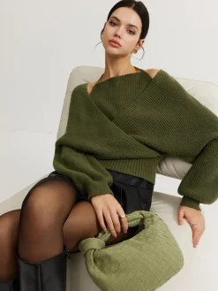 COMMENSE 2 in 1 Bat Sleeve Halter Knit Top* Sweater Tops|Sweaters & Cardigans