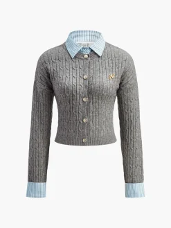 COMMENSE 2 in 1 Button Knit Top* Sweater Tops|Sweaters & Cardigans