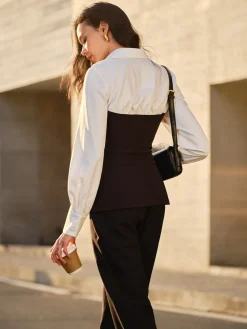 COMMENSE 2 in 1 Button Slit Slim Polo Shirt* Blouses & Shirts|Tops