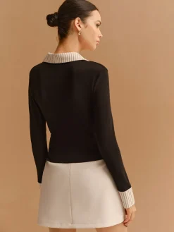 COMMENSE 2 in 1 Button Split Lapel Blouse* Blouses & Shirts|Tops