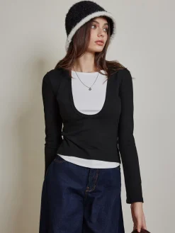 COMMENSE 2 in 1 Color Block Jersey Top* T-shirts|Tops
