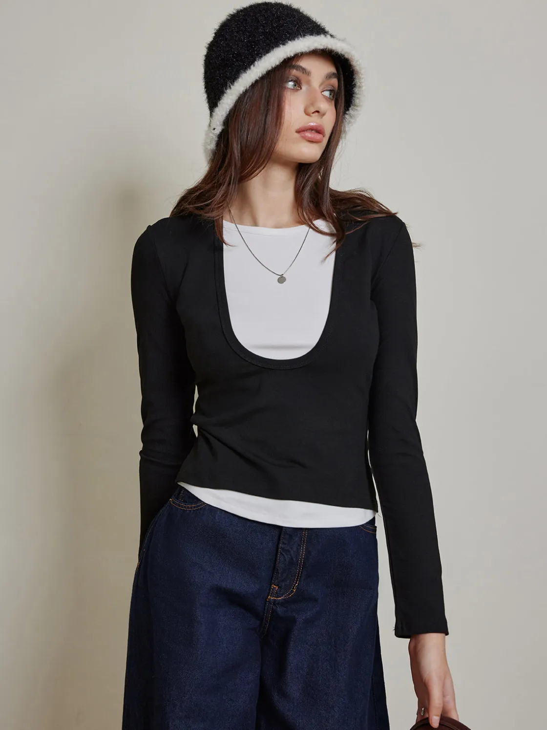COMMENSE 2 in 1 Color Block Jersey Top* T-shirts|Tops