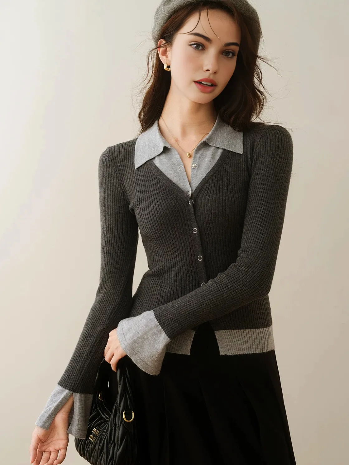 COMMENSE 2 in 1 Color Block Knit Top* Sweater Tops|Sweaters & Cardigans
