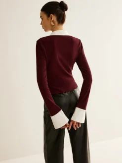 COMMENSE 2 in 1 Contrast Binding Button Shirt* Blouses & Shirts|Tops