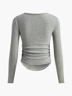 COMMENSE 2 in 1 Cotton Pleated Zipper Top* T-shirts|Tops