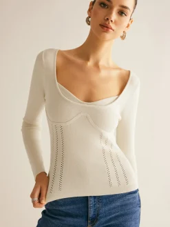 COMMENSE 2 in 1 Ribbed Skinny Knit Top* Sweater Tops|Sweaters & Cardigans