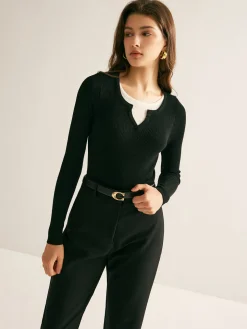 COMMENSE 2 in 1 Slim Knit Top* Sweater Tops|Sweaters & Cardigans