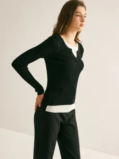 COMMENSE 2 in 1 Slim Knit Top* Sweater Tops|Sweaters & Cardigans
