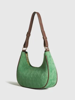 COMMENSE Adjustable Strap Rhombic-Pattern Crescent Bag* Bags|Accessories
