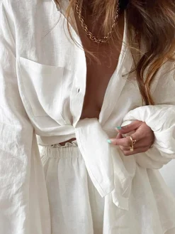 COMMENSE Aegean Two Piece Double Lined Shorts Set* Shorts Sets|Long Sleeve Sets