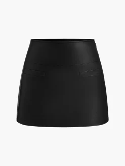 COMMENSE A-Line Faux Leather Mini Skirt* Skirts|Bottoms
