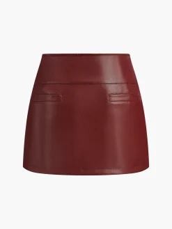 COMMENSE A-Line Faux Leather Mini Skirt* Skirts|Bottoms