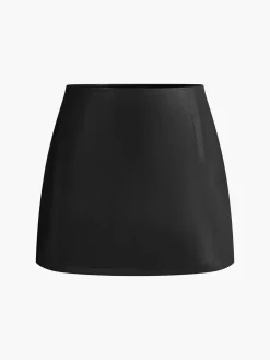 COMMENSE A-Line Faux Leather Mini Skirt* Skirts|Bottoms