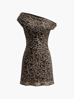 COMMENSE Asymmetric Collar Printed Short Dress* Casual Dresses|Work Dresses