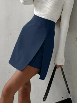 COMMENSE Asymmetric Layered Split Mini Skirt* Skirts|Bottoms