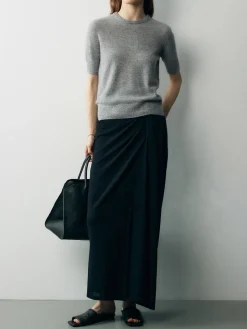 COMMENSE Asymmetric Off Shoulder Ruched Two Piece Skirt Set* Skirt Sets|Long Sleeve Sets