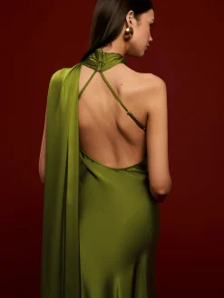 COMMENSE Asymmetrical Backless Satin Dress* Casual Dresses|Cocktail & Party Dresses