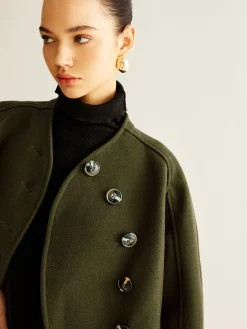 COMMENSE Asymmetrical Button Crop Tweed Coat* Outerwear|Crop Tops