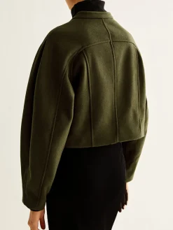 COMMENSE Asymmetrical Button Crop Tweed Coat* Outerwear|Crop Tops