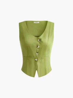 COMMENSE Asymmetrical Button Pleated Shorts Set* Matching Sets