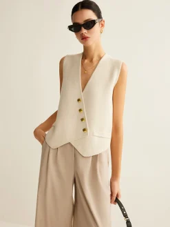 COMMENSE Asymmetrical Button Sweater Vest* Sweater Vests|Sweaters & Cardigans