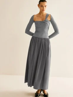 COMMENSE Asymmetrical Chic Panel Pleated Dress* Casual Dresses|Long Dresses