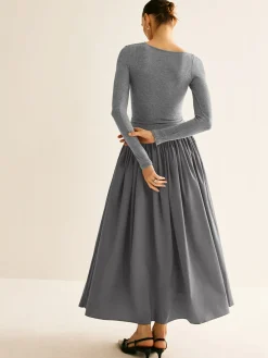 COMMENSE Asymmetrical Chic Panel Pleated Dress* Casual Dresses|Long Dresses