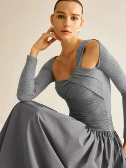 COMMENSE Asymmetrical Chic Panel Pleated Dress* Casual Dresses|Long Dresses