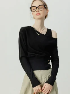 COMMENSE Asymmetrical Cold Shoulder Sweater Co-ords* Sweater Tops|Sweaters & Cardigans