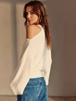 COMMENSE Asymmetrical Cold-Shoulder Sweater* Sweater Tops|Sweaters & Cardigans