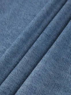 COMMENSE Asymmetrical Collar Denim Crop Shirt* Crop Tops|Denim