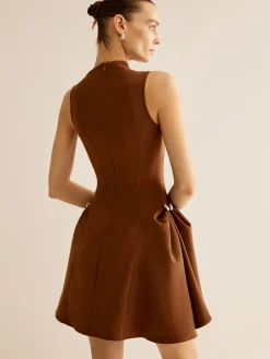 COMMENSE Asymmetrical Collar Panel Ruched Dress* Casual Dresses|Work Dresses