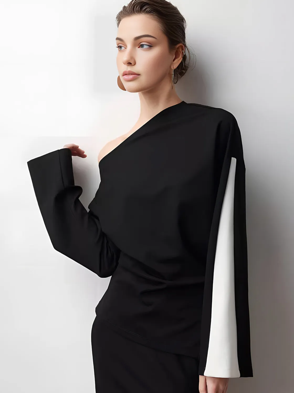 COMMENSE Asymmetrical Color Block Jersey Blouse* Blouses & Shirts|Matching Sets