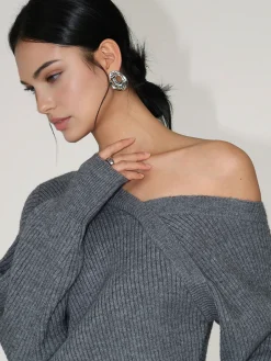 COMMENSE Asymmetrical Criss Cross Ribbed Sweater* Sweater Tops|Sweaters & Cardigans