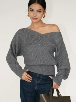COMMENSE Asymmetrical Criss Cross Ribbed Sweater* Sweater Tops|Sweaters & Cardigans