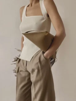 COMMENSE Asymmetrical Halter Rib Vest* Sweater Vests|Sweaters & Cardigans