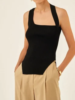 COMMENSE Asymmetrical Halter Rib Vest* Sweater Vests|Sweaters & Cardigans