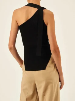 COMMENSE Asymmetrical Halter Rib Vest* Sweater Vests|Sweaters & Cardigans