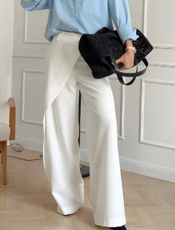 COMMENSE Asymmetrical High Waist Wide-Leg Pants* Pants|Bottoms