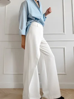 COMMENSE Asymmetrical High Waist Wide-Leg Pants* Pants|Bottoms
