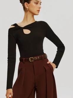 COMMENSE Asymmetrical Knotted Jersey Top* T-shirts|Tops