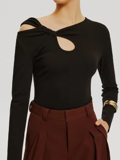 COMMENSE Asymmetrical Knotted Jersey Top* T-shirts|Tops