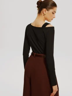 COMMENSE Asymmetrical Knotted Jersey Top* T-shirts|Tops