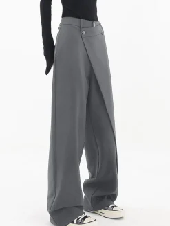 COMMENSE Asymmetrical Layer Button Wide Leg Dress Pants* Wide Leg|Pants