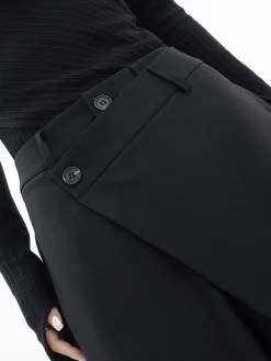 COMMENSE Asymmetrical Layer Button Wide Leg Dress Pants* Wide Leg|Pants