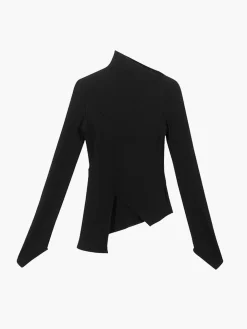 COMMENSE Asymmetrical Long Sleeve Slim Top* T-shirts|Tops