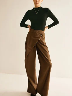 COMMENSE Asymmetrical Mid-Waist Straight Pants* Pants|Bottoms
