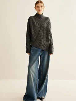 COMMENSE Asymmetrical Mock-Neck Sweater* Sweater Tops|Sweaters & Cardigans