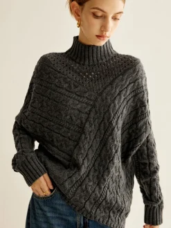 COMMENSE Asymmetrical Mock-Neck Sweater* Sweater Tops|Sweaters & Cardigans