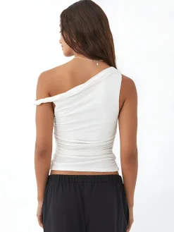 COMMENSE Asymmetrical Neck Basic Top* T-shirts|Tops